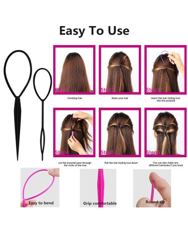 1000Pcs Elastic Rubber Bands with Topsy Tail Hair Tools Set - Hair Braid Accessories for Girls, Women - Black - Buy Online on GoSupps.com