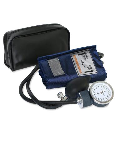 MABIS Aneroid Sphygmomanometer Manual Blood Pressure Monitor with Calibrated Nylon Thigh Cuff, Adult Size, Blue