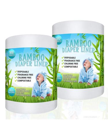 Disposable Cloth Bamboo Diaper Liner  Eco-Friendly, Fragrance Free & Chlorine Free, Flushable Biodegradable Reusable Liners for Cloth Diaper 100 Sheets per roll