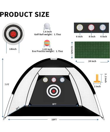 Horyliin 10x7ft Golf Practice Net with Target and Carry Bag - Green Golf Training Aid for Backyard Driving and Chipping - Buy Online on GoSupps.com