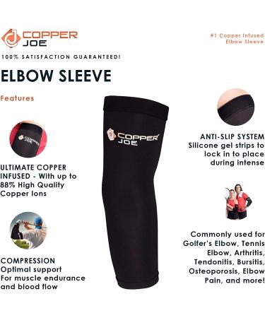 2 Pack - Copper Joe Recovery Elbow Compression Sleeve for Arthritis, Golfers & Tennis Elbow - Small (1 Pair) - Buy Online on GoSupps.com
