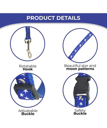 Cat Harness with Leash 3-Pack - Stars Moon Paw Heart Design - Escape Proof - for Walking Small Medium Large Cats - Black Red Blue - Adjustable & Safe - Set of 3 - Buy Online on GoSupps.com