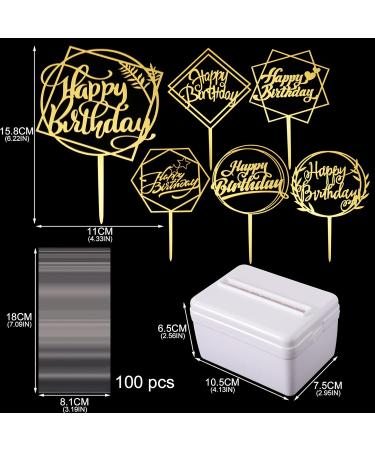 JOELELI 107 Pieces Cake Money Box Kit 6 Pieces Happy Birthday Cake Topper 100 Pieces Clear Bags Connected Pockets Cake Money Pull Out Kit for Birthday Party Gift Cake Decoration(Gold) - Buy Online on GoSupps.com