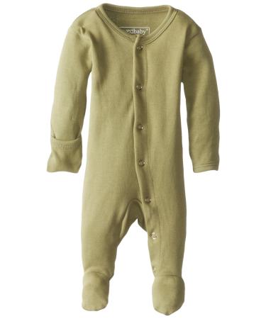 L'Ovedbaby Girls' Organic Baby Snap Footie New Born/Premature (4/7 Lbs) Sage