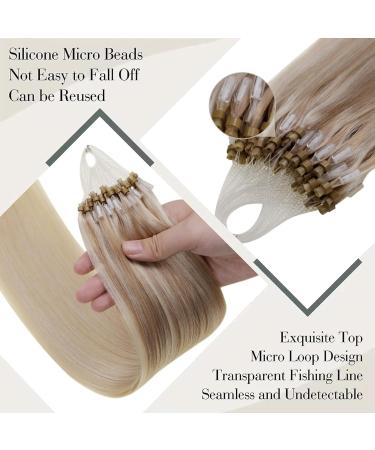 Shop Laavoo Microring Real Hair Extensions - Blonde Balayage & Ash Blonde Ombre | 35cm Invisible Extensions | 50 Strands - Buy Online on GoSupps.com