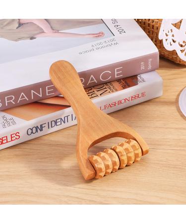 Wooden Massage Roller Set - T-Shape Device for Neck Abdominal & Leg Relief | 2-Piece Massage Scooter with Handle & Wheels - Buy Online on GoSupps.com