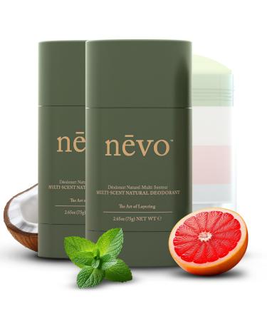 Nevo Multi Scent Deodorant Stick With Layers | Aluminum Free Deodorant for Women & Men | All Natural Organic Vegan Non Toxic | Coconut Oil & Shea Butter | N C1 Mint - Coconut - Citrus 2.65 oz Mint | Coconut | Citrus 2.65 Ounce (Pack of 2)