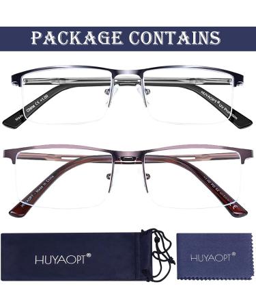 HUYAOPT 2-Pack Blue Light Blocking Reading Glasses for Men & Women - Spring Hinge Metal Frame Computer & Reading Glasses 1.0 Mixed Color - Buy Online on GoSupps.com