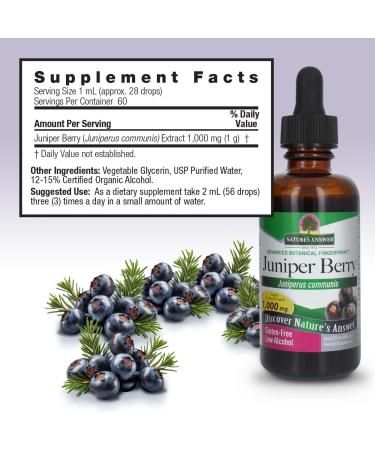 Nature's Answer Juniper Berry Supplement - Organic Alcohol Urinary Tract Support & Healthy Kidneys | 2 oz International Shipping - Buy Online on GoSupps.com