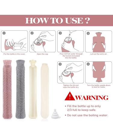 HomeWit XXL Heat Bottle - Long 2L Chenille Covers in Silver Gray & Dark Pink for Shoulder Neck & Bed - Buy Online on GoSupps.com