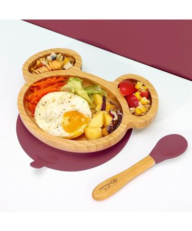 Vinsani Baby/Toddler Mouse Bamboo Plate & Spoon Set | Red Stay-Put Suction Design, BPA-Free - Buy Online on GoSupps.com