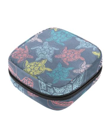 Sea Turtles colorful sea life pattern napkin storage bag menstrual pad bag portable menstrual cup bag with zipper for teenagers girls women women