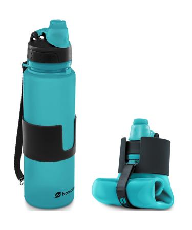 Nomader Collapsible Water Bottle - Leak Proof Twist Cap - BPA Free, 22 oz Aqua Blue