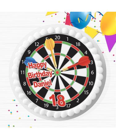 DARTS BIRTHDAY PARTY PERSONALISED 7.5 INCH EDIBLE ICING CAKE TOPPER DECORATION B062 - Buy Online on GoSupps.com