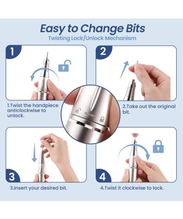 Delanie 35000RPM Professional Nail Drill Machine for Acrylic Nails with 11pcs Drill Bits - Electric Manicure/Pedicure Tool Kit for Home Salon Use - Buy Online on GoSupps.com