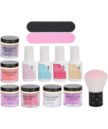 Nail Dipping Powder Set - Nail Kit Starter Nail Art Powder Professional Top Base Coat Gel Dust Brush 6 Color Manicure Tool Set for Nail Artist Salon Home Use (K1213) - Buy Online on GoSupps.com