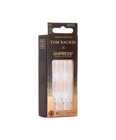 KISS TOM BACHIK x imPRESS Press-On Manicure Nail Kit - Style You Fancy Huh - Medium Almond Neutral Fake Nails with Prep Pad, Mini Nail File, and Cuticle Stick - Buy Online on GoSupps.com