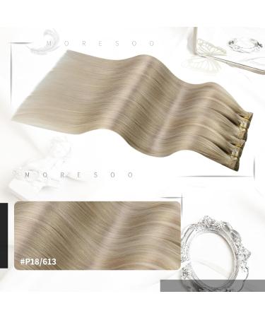 Moresoo Human Hair Extensions Clip in Real Hair Blonde 14 Inch - 5 Pieces/70g #P18/613 - Buy Online on GoSupps.com