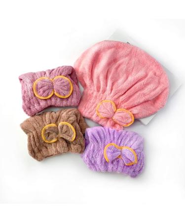 Yomigoo 3 Pack Hair Drying Towel Set - Quick Dry Microfiber Wrap for Women with Long & Thick Hair - Super Absorbent - Purple - Buy Online on GoSupps.com
