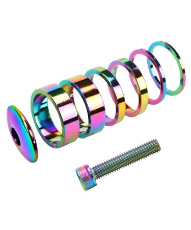 MEISCHE 1 1/8 Inch Headset Spacer with Stem Top Cap Bolt Kit Rainbow 28.6mm Fork Tube Washer Cover