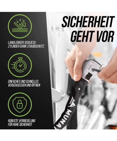 Munatura Chain Lock Bike 90cm - High Security Hardened Steel Lock for Bicycles & E-Bikes - Robust International Shipping - Buy Online on GoSupps.com