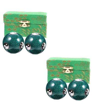 Partykindom 4 piece of health massage handball gemstone baoding balls massage device made of metal stressball stress ball stress balls for adult handballs made of metal hand the ball plays wrist