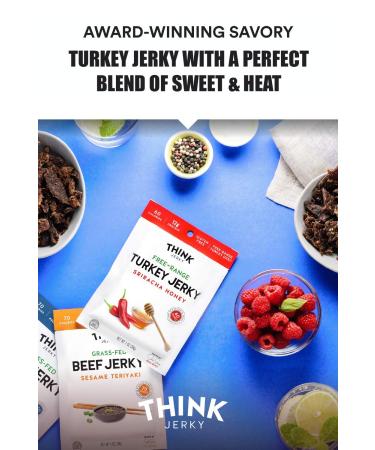 Think Jerky Variety Pack - Chef Crafted 100% All-Natural Grass-Fed Beef and Free-Range Turkey - Healthy Protein Snack, Low Calories, Salt and Fat - 1oz (8 Pack) - Buy Online on GoSupps.com