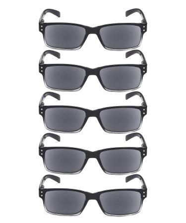 Reading Glasses 5 Pairs Reader Eyeglasses Spring Hinge Glasses Reading Men Women 5 Grey Lens 2.25 x