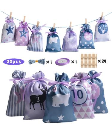 FEIlei Christmas Advent Calendar 24 Days Hanging Advent Calendars DIY Candy Gift Bags for Christmas Party Decorations - Buy Online on GoSupps.com