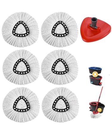 6 Pack Spin Mop Replacement Head,Compatible with O Cedar Easy Wring Swivel Spin Freedom Mop,for 1 Tank System Floor Cleaning,Easy Cleaning 100% Microfiber Mop Replace Heads Refills,Includes 1 Base