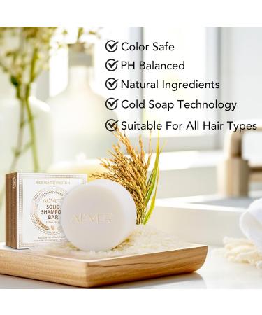 Rice Water Shampoo Bar for Hair Growth | Vegan & All Natural | Moisturizing pH Balanced Travel-Friendly - 3.2oz - Buy Online on GoSupps.com