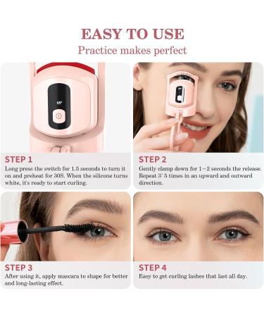 Shop Heated Eyelash Curler | Temperature Display 3 Modes & Separator Tool | Rechargeable Pink Kit for Stunning Lashes - Buy Online on GoSupps.com