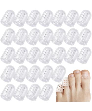 30pcs Silicone Toe Protectors Transparent Anti-Friction Gel Toe Covers Breathable Caps Guards Toppers for Ingrown Toenails Pain Relief