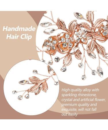 Wedding Hair Clip Hair Rose Gold Accessories for Bridal Bridesmaid Girls Wedding Hair Vines Handmade Flower Rhinestone Headpiece Hair Pins for Women Hair Side Combs - Buy Online on GoSupps.com