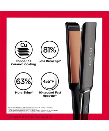 Revlon Copper Smooth Hair Flat Iron | Frizz Control | XL 1-1/2 in | Fast & Shiny Styles | Black 1.5 Inch - Buy Online on GoSupps.com