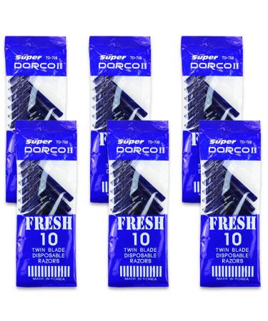 Dorco Fresh Twin Blade Disposable Razors (6 packs) 10 Count (Pack of 6)