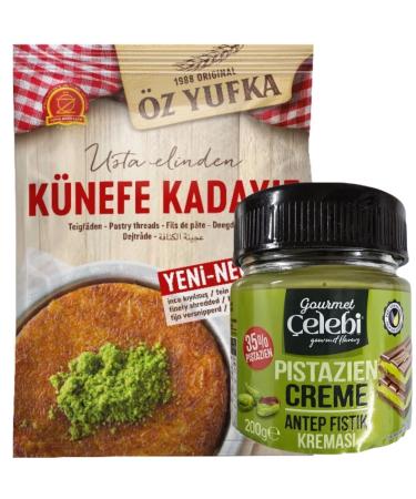 PUFAI Kataifi Kadayif Shredded Fillo Pastry Dough Kadaifi Taze Kadayif for Dubai Kunefe Kadaifi Chocolate 250g with Pistachio