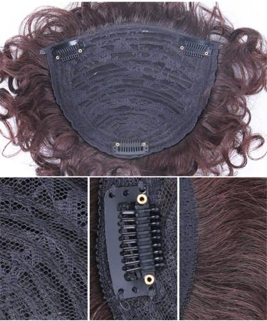 Remeehi Human Hair Curly Wavy Toupee - Short 14x14 cm Dark Brown Crown Hairpiece Invisible & Natural Look - Buy Online on GoSupps.com