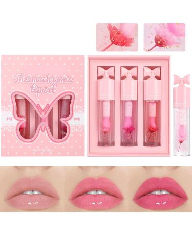 Tinted Lip Oil - Moisturizing Tinted Lip Treatment with Color Transition - Nourishing Glossy Makeup for Women - Natural Beauty