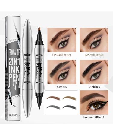 Buy Dark Brown 2-in-1 Eyebrow Pencil & Eyeliner - Long-lasting Waterproof Anti-Smudge Dual-Ended Tool for Perfect Eyebrows & Eyeliner | International Shipping Available - Buy Online on GoSupps.com