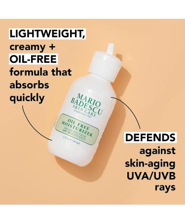 Mario Badescu Oil Free Moisturizer SPF 30 | Lightweight Sunscreen for Combination, Oily & Sensitive Skin | Green Tea & Aloe Vera Formula | 2 Fl Oz - Buy Online on GoSupps.com