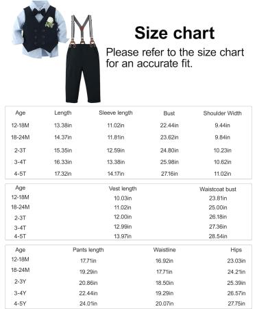 ZOEREA Baby Boy Gentleman Clothes Set - 3-4 Years Blue | Wedding Tuxedo Outfit | Formal Shirt, Suspender Pants, Vest, Bowtie & Boutonniere - Buy Online on GoSupps.com