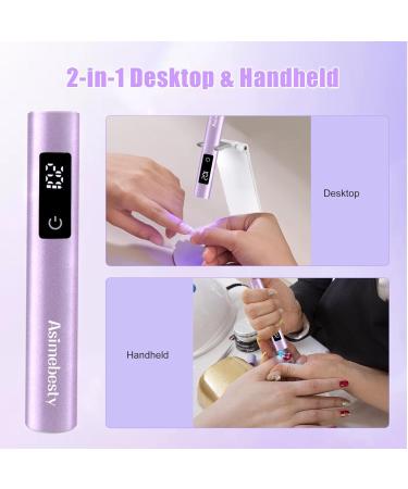 Asimebesty UV Lamps for Gel Nails Mini Handheld UV LED Nail Lamp with Stand Portable Rechargeable Nail Dryer with LED Screen 20/60/90S Timer Flash Cure UV Nail Lamp for Fast Drying Violet - Buy Online on GoSupps.com