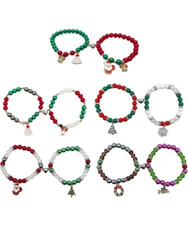 Vsilay Lianxue Christmas Bead Bracelets - Matching Magnetic Heart Pair for Men & Women | Festive Santa Claus Jewelry - Buy Online on GoSupps.com