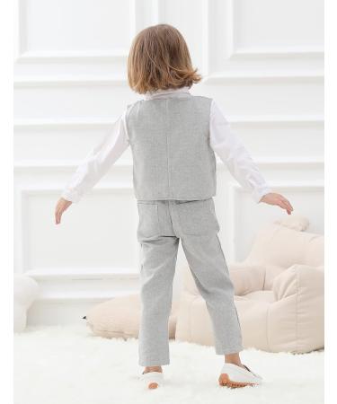 Mint Green Baby Boys Wedding Suit Set | 3pcs Herringbone Tweed Outfit | Christening Clothes | 3-4 Years Light Grey - Buy Online on GoSupps.com