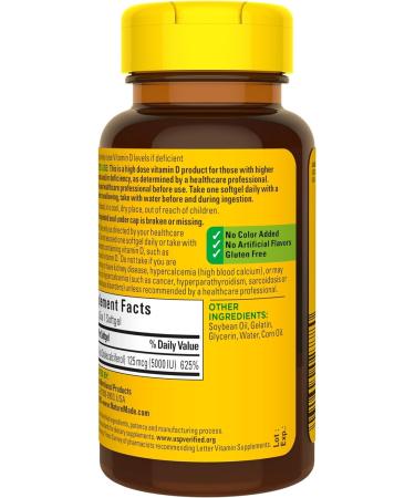 Extra Strength Vitamin D3 5000 IU - 180 Softgels, High Potency for Immune Health, Bones, Teeth & Muscle Function - Buy Online on GoSupps.com