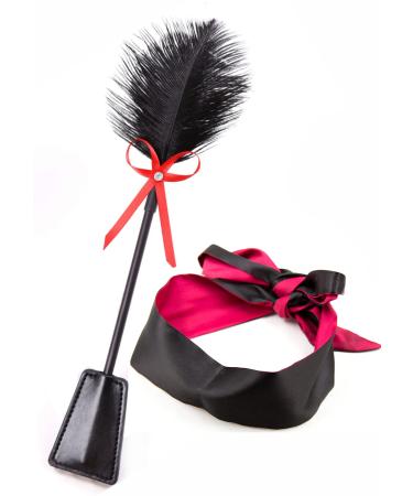 Feather Tickler Blindfold French Tickler and Lace Eye Mask Faux Leather Feather Tickler Satin Eye Sleep Mask Silk Blindfold