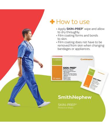 Smith+Nephew SKIN-PREP Wipes - Protective Dressing Wipes with Skin Barrier Film - Alcohol-Containing - Box of 50 - Buy Online on GoSupps.com