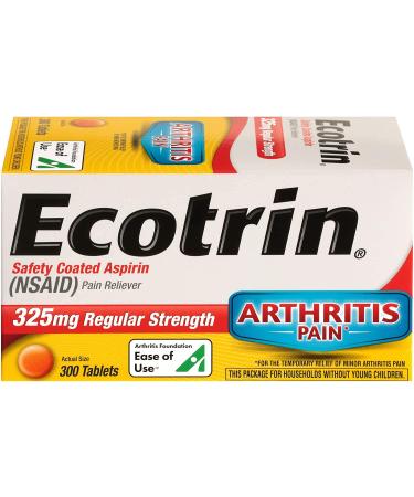 Ecotrin Regular Strength Safety Coated Aspirin | Arthritis Pain | 300 Tablets 300 Count (Pack of 1)