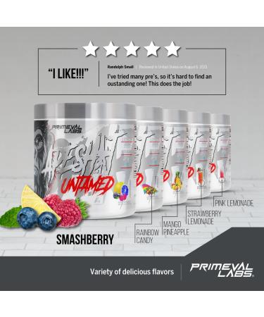 Primeval Labs Ape Untamed Pre Workout Energy Drink Powder - Smashberry Flavor | Nitric Oxide Booster with L-Citrulline & Beta Alanine | 40 Servings - Buy Online on GoSupps.com